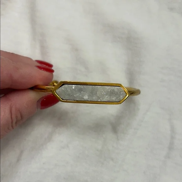 Gold Kinsley Armelle Cuff Bracelet with White Stone - Picture 3 of 4